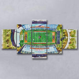 Doyt L Perry Stadium Bowling Green State Watercolor, 5 Pieces, Multi Panel Canvas Prints Wall Art Decor
