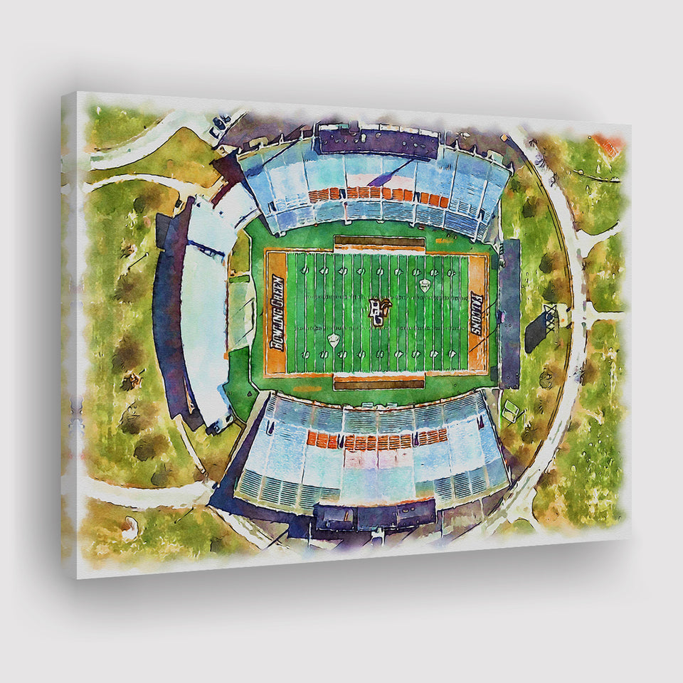 Doyt L Perry Stadium Bowling Green State Watercolor, Sport Art Prints Fan Gift, Canvas Prints Wall Art Decor