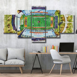 Doyt L Perry Stadium Bowling Green State Watercolor, 5 Pieces, Multi Panel Canvas Prints Wall Art Decor