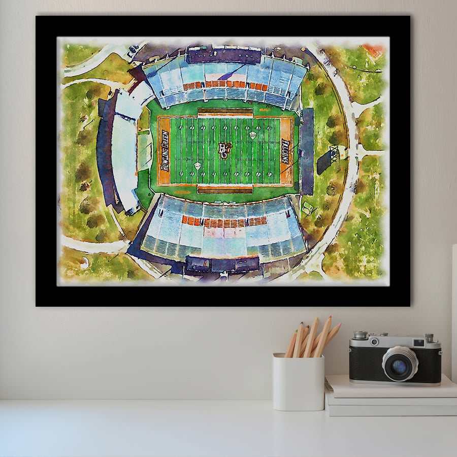 Doyt L Perry Stadium Bowling Green State Watercolor, Sport Prints Fan Gift, Framed Art Prints Wall Art Decor