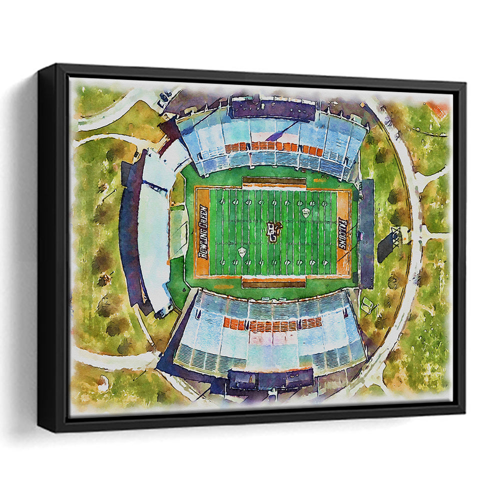 Doyt L Perry Stadium Bowling Green State Watercolor, Sport Art Prints Fan Gift, Framed Canvas Prints Wall Art Decor