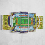 Doyt L Perry Stadium Bowling Green State Watercolor, 5 Pieces, Multi Panel Canvas Prints Wall Art Decor