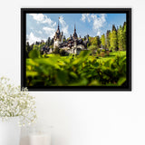 Dracula Castle in Bran, Romania Canvas Art Framed Canvas Prints Wall Art Decor, Black Floating Frame