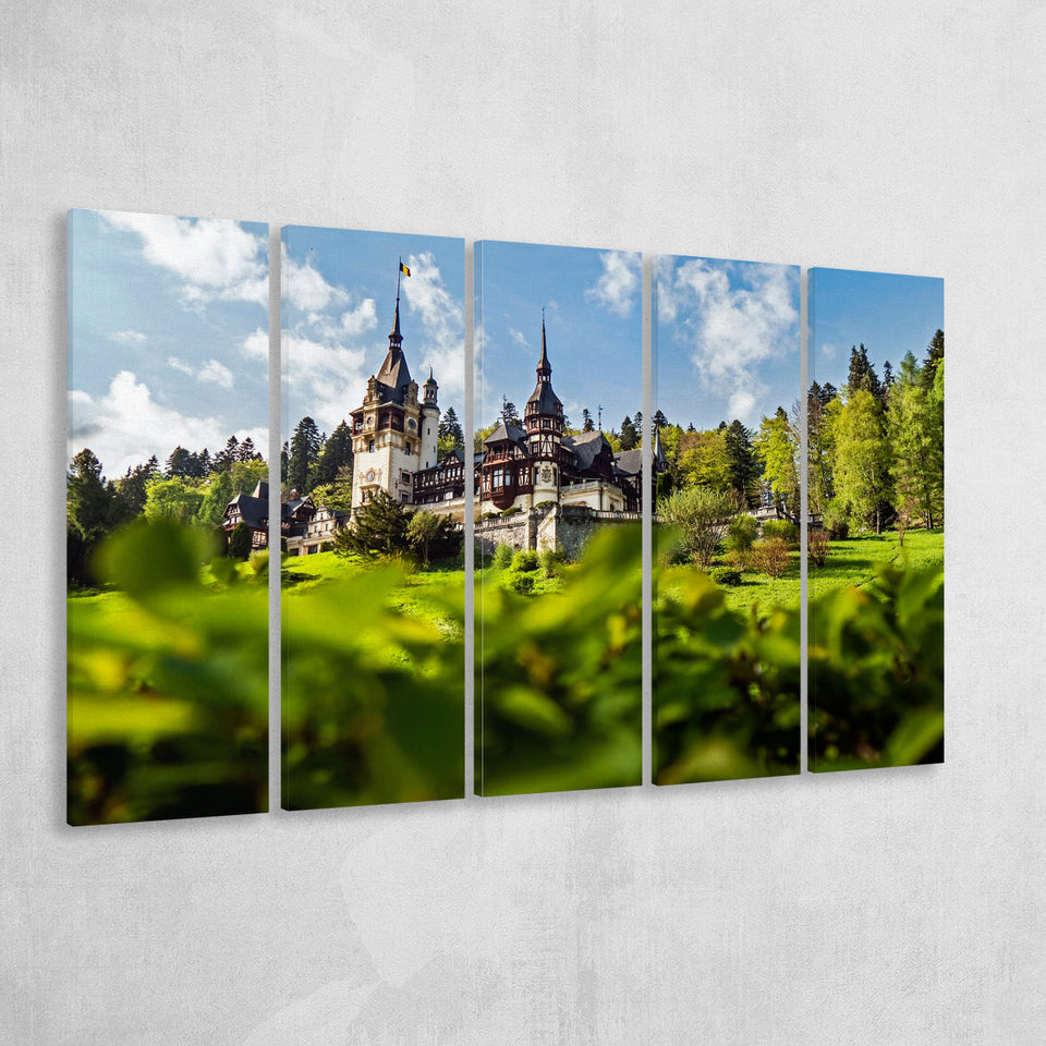 Dracula Castle in Bran, Romania Canvas Art 5 Panels B,Large Canvas,Canvas Prints Wall Art Home Decor