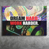 Dream Hard Work Harder Canvas Prints Wall Art - Painting Canvas,Office Business Motivation Art, Wall Decor