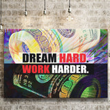 Dream Hard Work Harder Canvas Prints Wall Art - Painting Canvas,Office Business Motivation Art, Wall Decor
