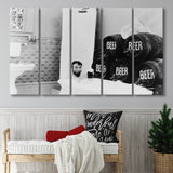Drinking Beer In The Bathtub Black And White Print, Keg Beer Bath Larger Canvas Art, 5 Piece Canvas Prints Wall Art Decor