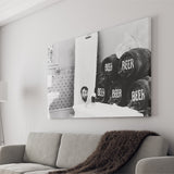 Drinking Beer In The Bathtub Black And White Print, Keg Beer Bath Canvas Prints Wall Art Home Decor