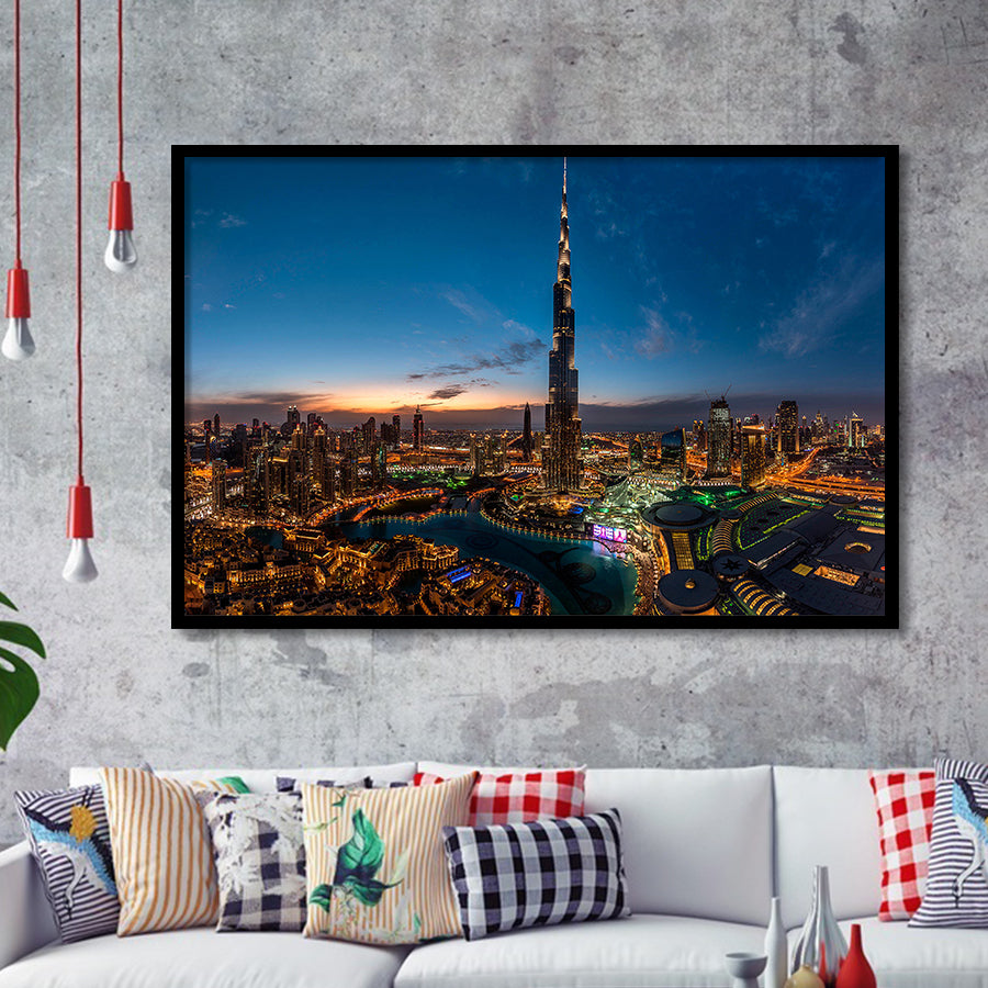 Dubai Cityscape Framed Art Prints Wall Art Decor, Framed Picture, Home Decor