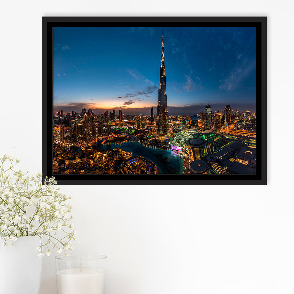 Dubai Cityscape Framed Canvas Prints Wall Art Decor, Framed Picture, Floating Frame