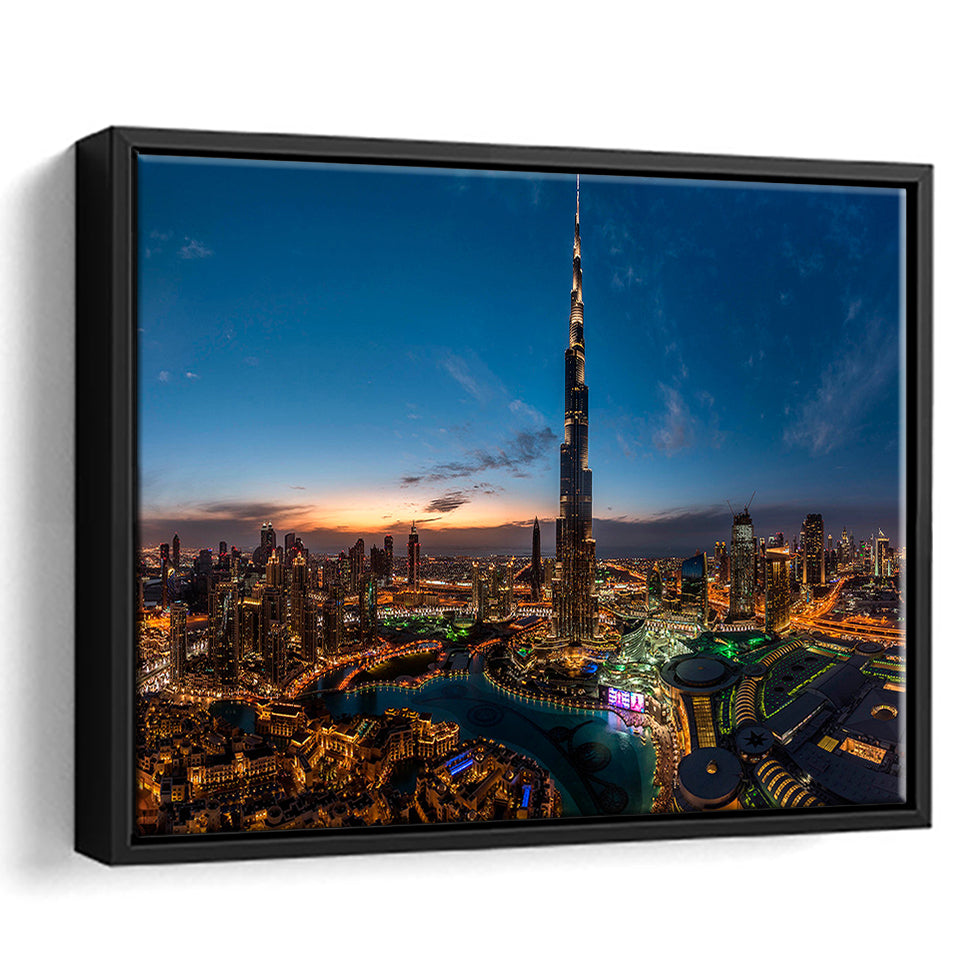 Dubai Cityscape Framed Canvas Prints Wall Art Decor, Framed Picture, Floating Frame