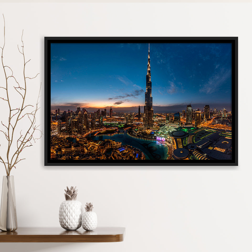 Dubai Cityscape Framed Canvas Prints Wall Art Decor, Framed Picture, Floating Frame