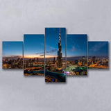 Dubai Cityscape 5 Piece Canvas Prints Wall Art Decor, Multi Panels, Mixed Canvas