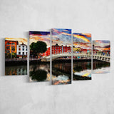 Dublin 5 Pieces Canvas Prints Wall Art Decor - Painting Canvas, Mixed Canvas, Multi Panels