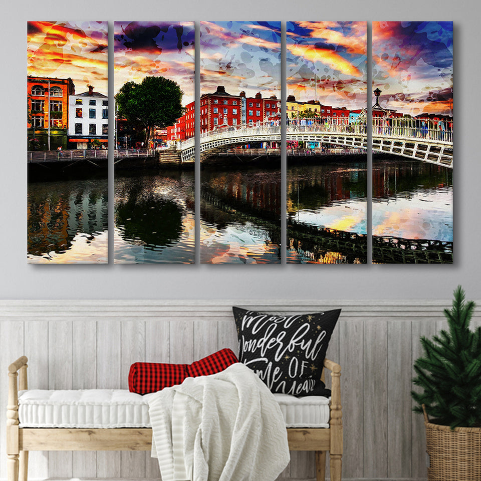 Dublin 5 Piece B Canvas Prints Wall Art Decor, Multi Panels,Large Canvas, Home Decor