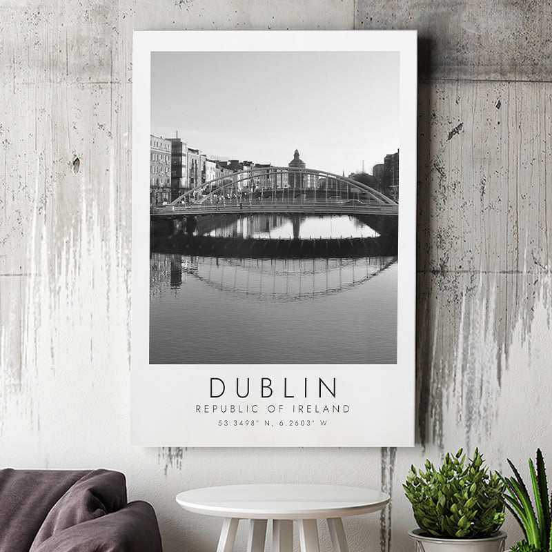 Dublin, Republic Of Ireland Black And White Art Canvas Prints Wall Art Home Decor