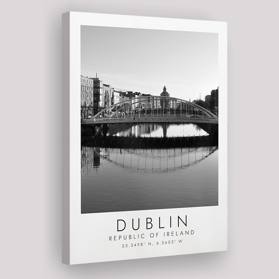 Dublin, Republic Of Ireland Black And White Art Canvas Prints Wall Art Home Decor