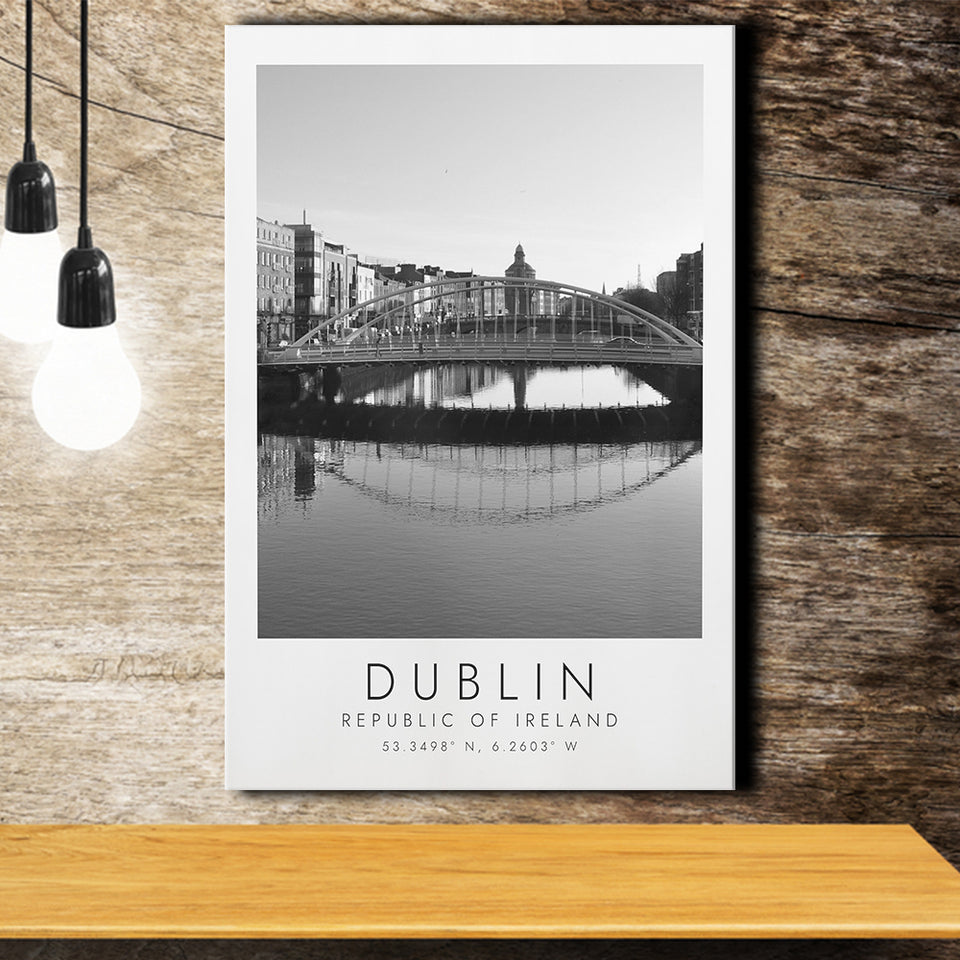 Dublin, Republic Of Ireland Black And White Art Canvas Prints Wall Art Home Decor