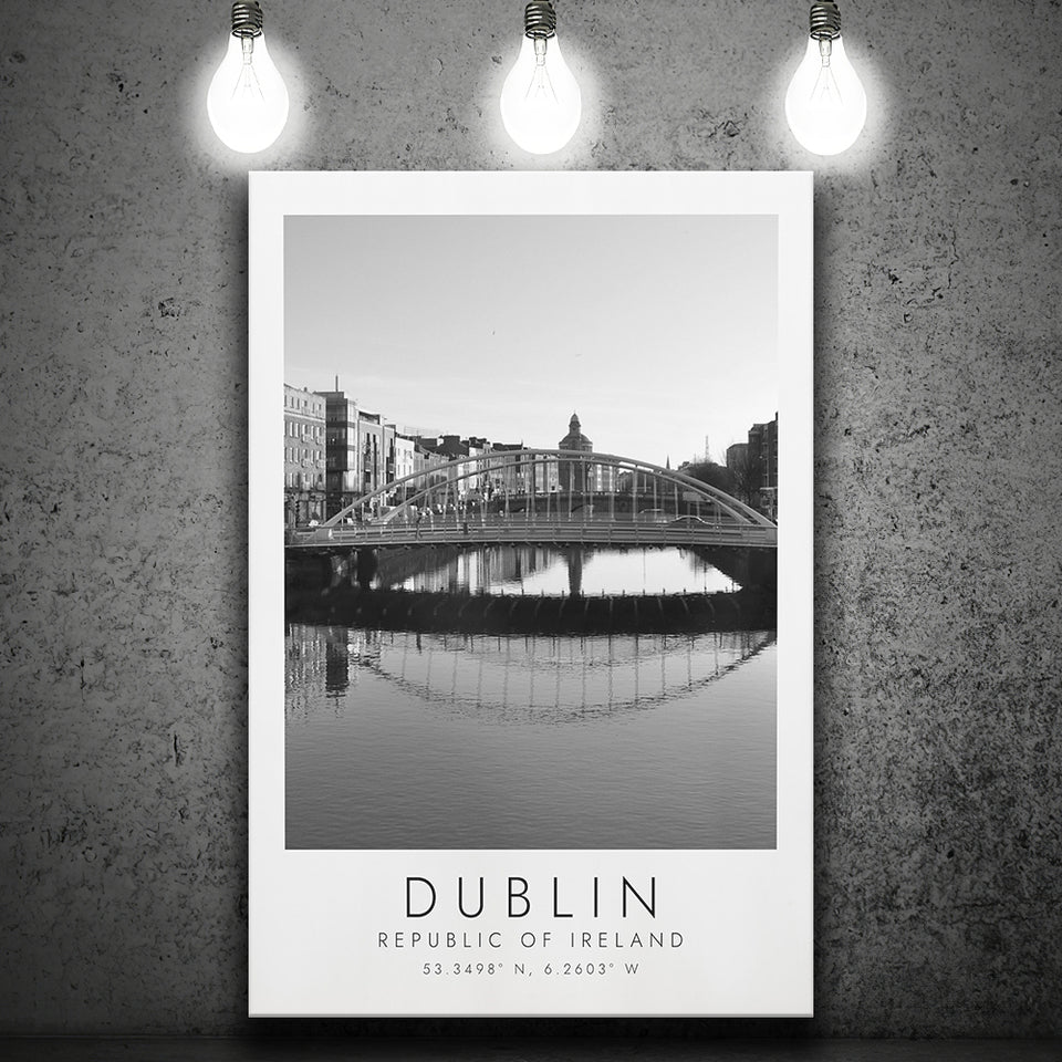 Dublin, Republic Of Ireland Black And White Art Canvas Prints Wall Art Home Decor