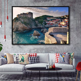 Dubrovnic Canvas Art, Dubrovnic Print Framed Canvas Prints Wall Art Decor, Black Floating Frame