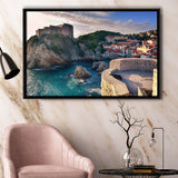 Dubrovnic Canvas Art, Dubrovnic Print Framed Canvas Prints Wall Art Decor, Black Floating Frame