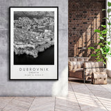 Dubrovnik Croatia Black And White Art Framed Canvas Prints Wall Art Home Decor, Floating Frame