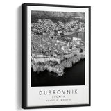 Dubrovnik Croatia Black And White Art Framed Canvas Prints Wall Art Home Decor, Floating Frame