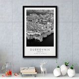 Dubrovnik Croatia Black And White Art Framed Canvas Prints Wall Art Home Decor, Floating Frame