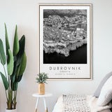 Dubrovnik Croatia Black And White Art Framed Canvas Prints Wall Art Home Decor, Floating Frame