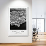 Dubrovnik Croatia Black And White Art Framed Canvas Prints Wall Art Home Decor, Floating Frame