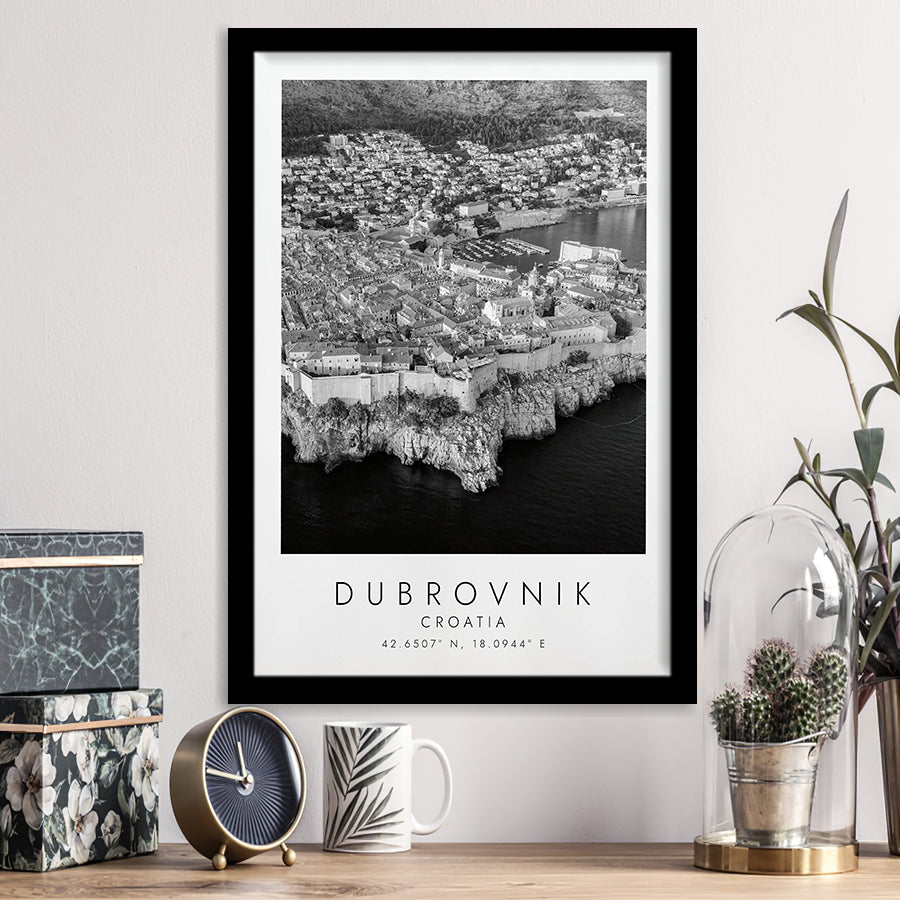 Dubrovnik Croatia Black And White Art Framed Art Prints Wall Art Decor, Framed Picture