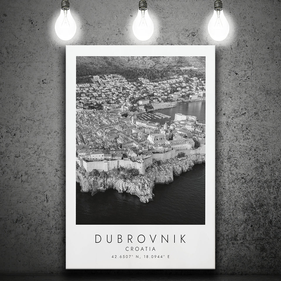 Dubrovnik Croatia Black And White Art Canvas Prints Wall Art Home Decor