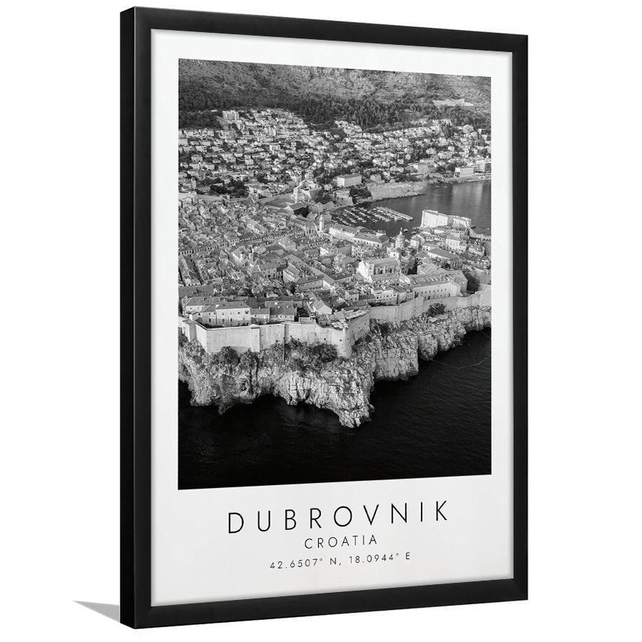 Dubrovnik Croatia Black And White Art Framed Art Prints Wall Art Decor, Framed Picture