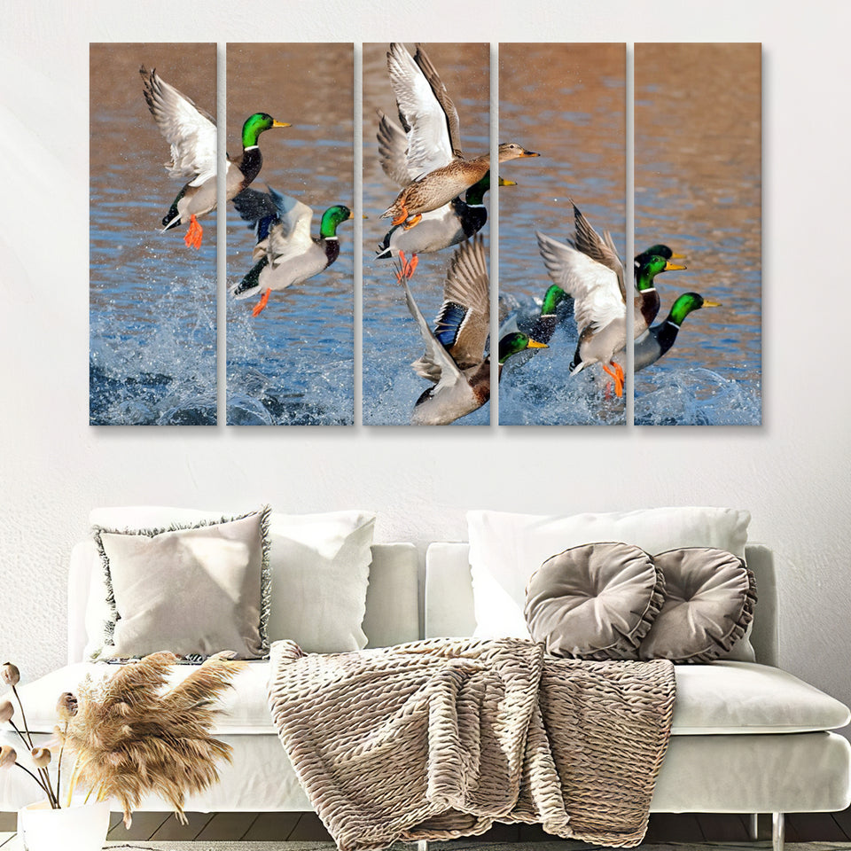 Duck Hunting 5 Pieces B Canvas Prints Wall Art - Painting Canvas, Multi Panels,5 Panel, Wall Decor