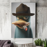 Duck With Hat Smooking Cigar Canvas Prints Wall Art Home Decor