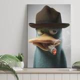 Duck With Hat Smooking Cigar Canvas Prints Wall Art Home Decor