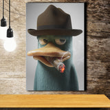 Duck With Hat Smooking Cigar Canvas Prints Wall Art Home Decor