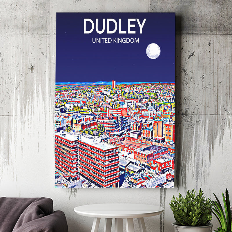 Dudley UK Art Night Art Print ,City Art Print, Large Canvas, Canvas Print Wall Art Home Decor