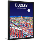 Dudley UK Art Night Art Print, City Art Print, Framed Art Print Wall Art Home Decor, Framed Picture