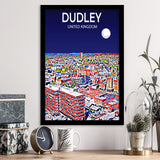 Dudley UK Art Night Art Print, City Art Print, Framed Art Print Wall Art Home Decor, Framed Picture
