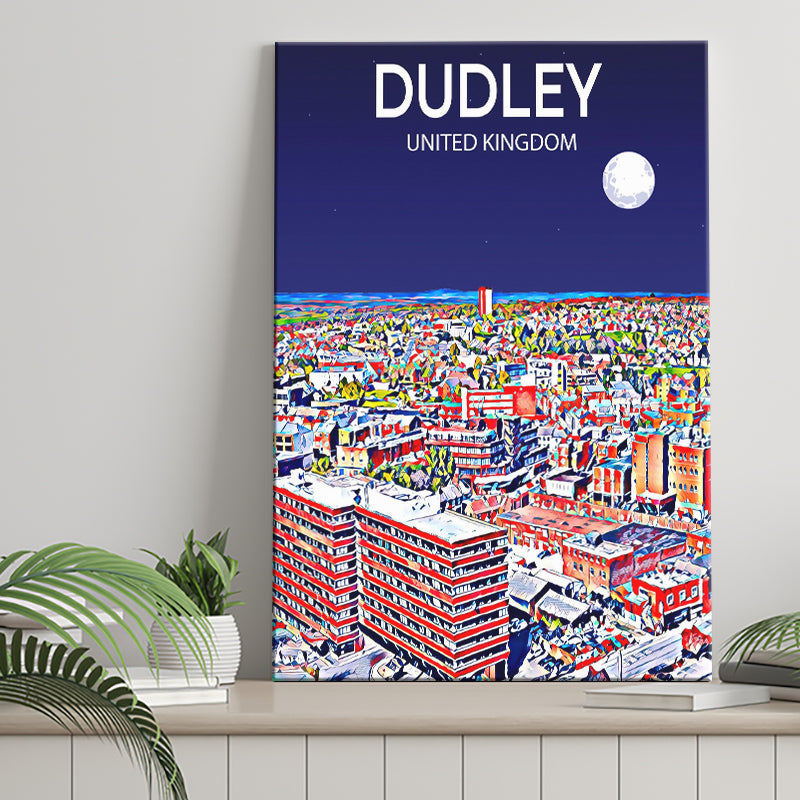 Dudley UK Art Night Art Print ,City Art Print, Large Canvas, Canvas Print Wall Art Home Decor