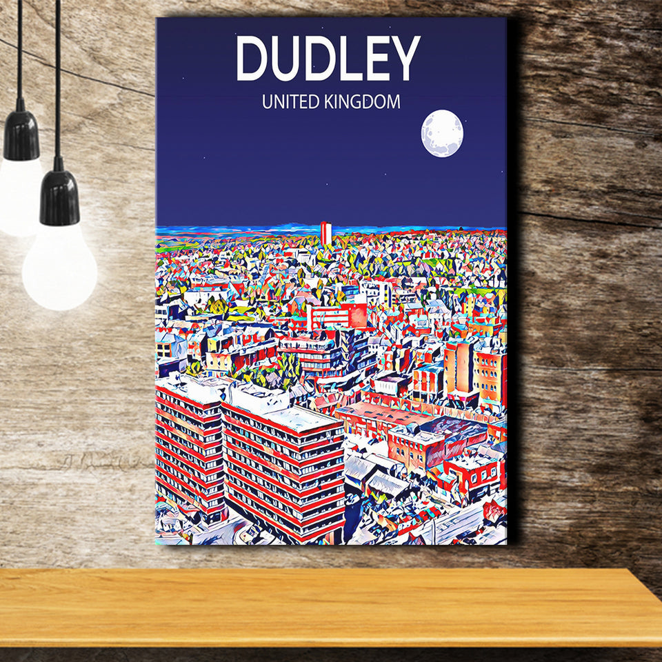 Dudley UK Art Night Art Print ,City Art Print, Large Canvas, Canvas Print Wall Art Home Decor