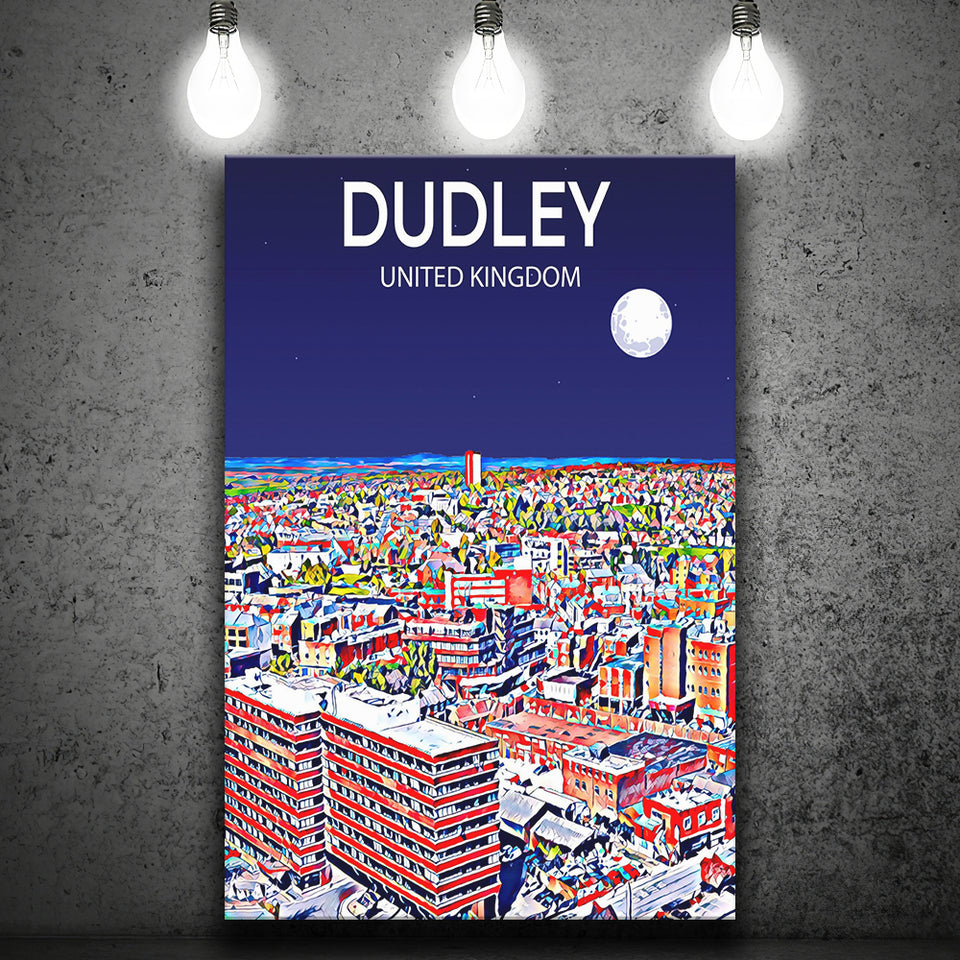 Dudley UK Art Night Art Print ,City Art Print, Large Canvas, Canvas Print Wall Art Home Decor