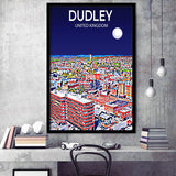 Dudley UK Art Night Art Print, City Art Print, Framed Art Print Wall Art Home Decor, Framed Picture