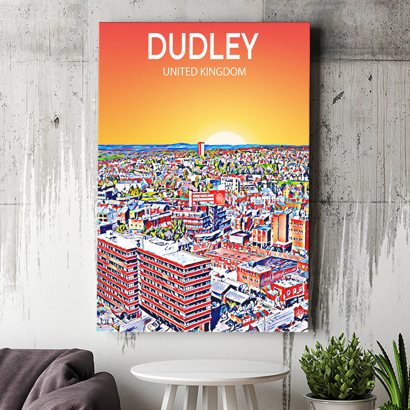 Dudley UK Art Sunset Art Print ,City Art Print, Large Canvas, Canvas Print Wall Art Home Decor