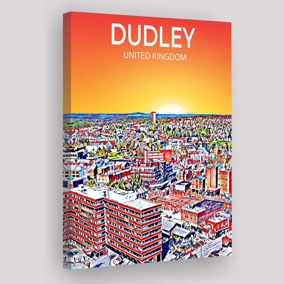 Dudley UK Art Sunset Art Print ,City Art Print, Large Canvas, Canvas Print Wall Art Home Decor