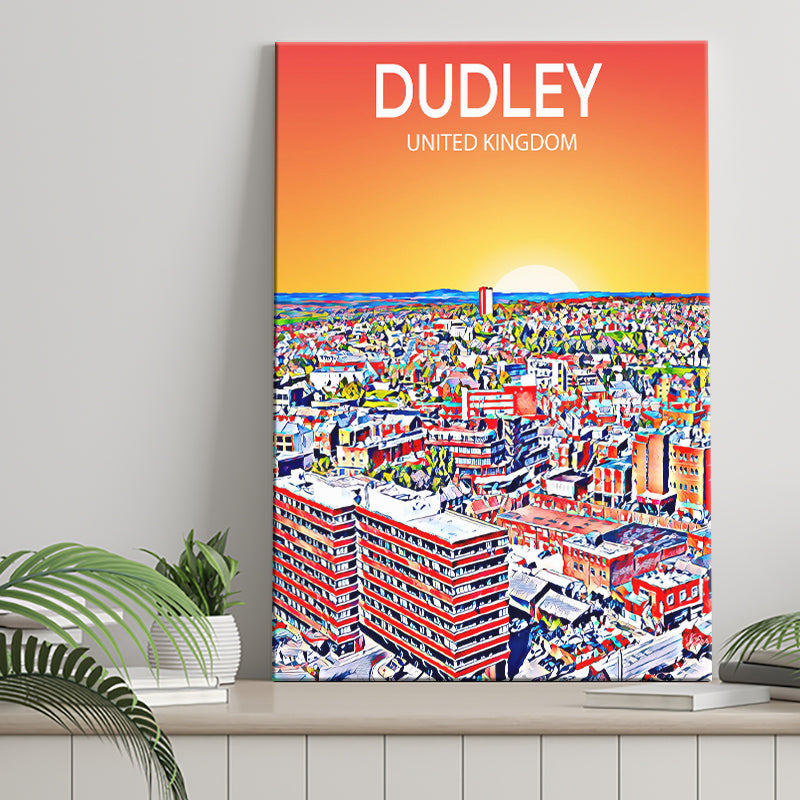 Dudley UK Art Sunset Art Print ,City Art Print, Large Canvas, Canvas Print Wall Art Home Decor