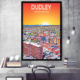 Dudley UK Art Sunset Art Print, City Art Print, Framed Art Print Wall Art Home Decor, Framed Picture