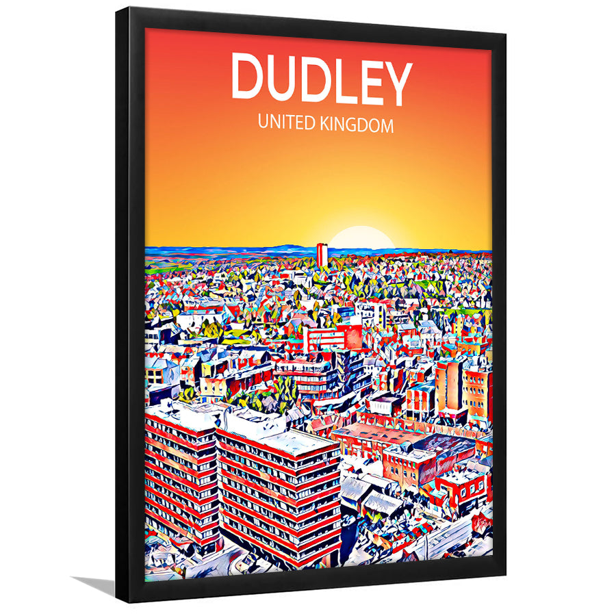 Dudley UK Art Sunset Art Print, City Art Print, Framed Art Print Wall Art Home Decor, Framed Picture