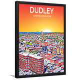Dudley UK Art Sunset Art Print, City Art Print, Framed Art Print Wall Art Home Decor, Framed Picture